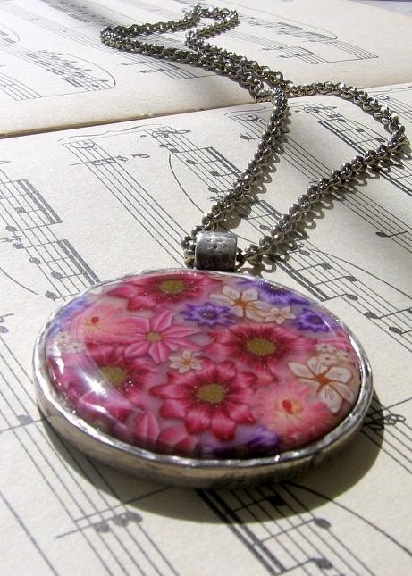 SECRET GARDEN Hand Made Polymer Clay Pendant