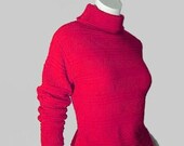Cherry Red Vintage 70's Koret Turtleneck Pullover Sweater M