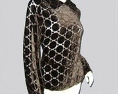Vintage 30's Flocked Velvet Polka Dots PEPLUM Blouse M