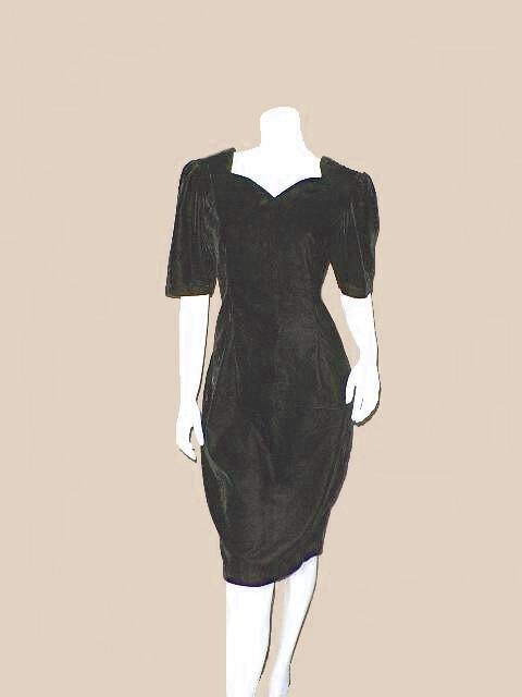 GOTHIC VELVET Vintage 80's Steampunk Puff Sleeve Cocktail Dress M