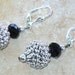 Gothic Eclipse Black and Silver Bauble Fleur de Lis Earrings