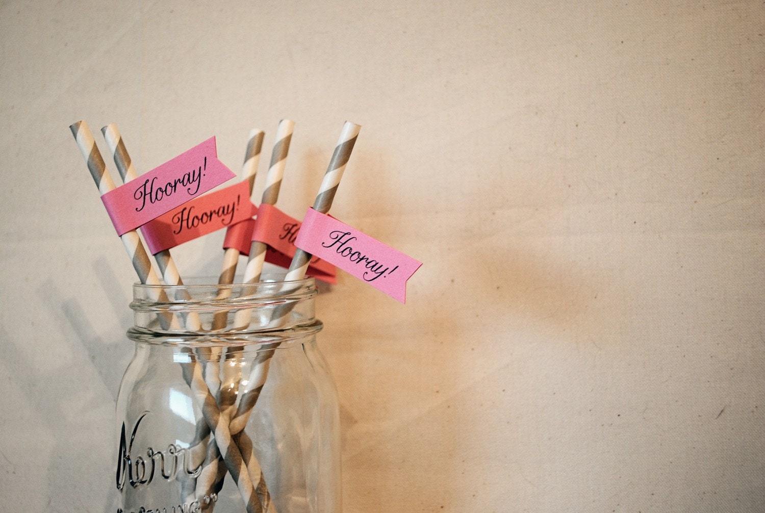 Hooray - Paper Drink Straw Flags- Set of 12 Il_570xn