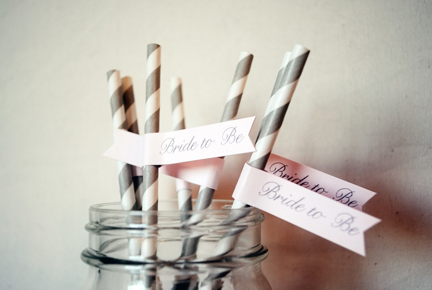 Bride to Be Paper Drink Straw Flags- Set of 12