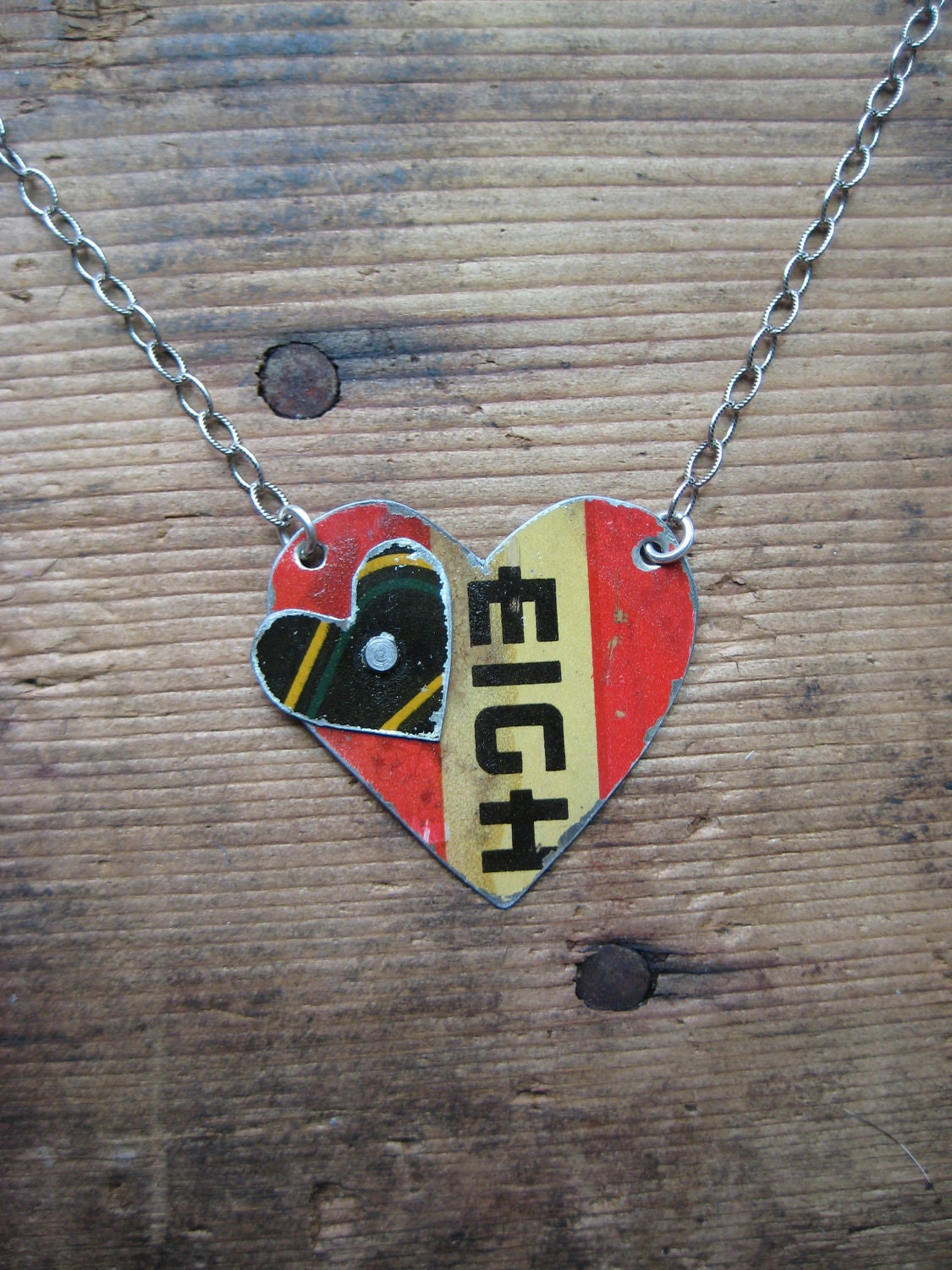 Vintage Reclaimed Upcycled Tin Heart Necklace on Sterling Silver Chain, Gifts under 25, Gifts for Her, Ready to Ship