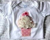 Swirly Cupcake Appliqued Onesie