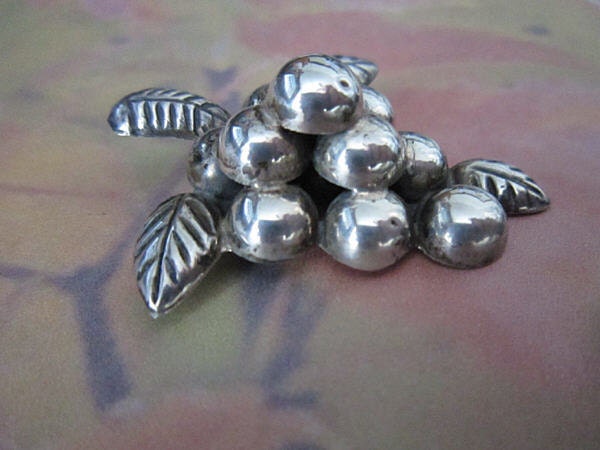 Mexican Sterling Silver Grape Brooch