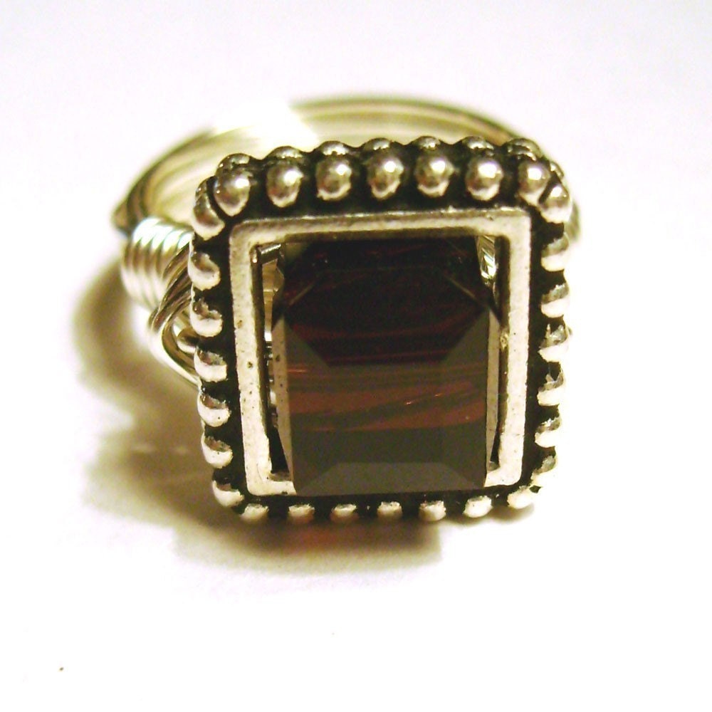 Square Swarovski Crystal Ring