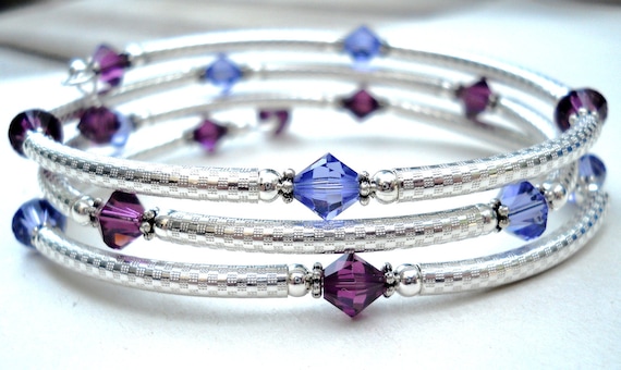 Tanzanite and Amethyst Wraparound Bracelet