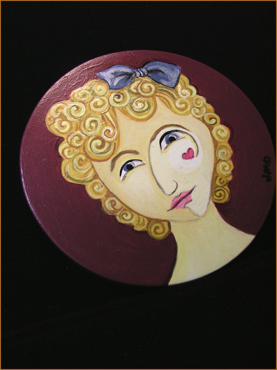Hand Painted Jewel Tone Steampunk Victorian Face Hardwood Pocket Mirror