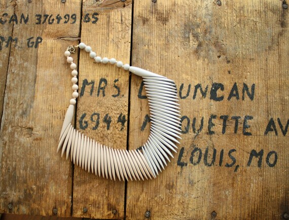 Two Tone Tribal Divide Necklace . 1980s