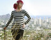 Pirate Punk Grey and Black striped Alternative and Edgy maternity shirt from MamaSan Maternity Apparel