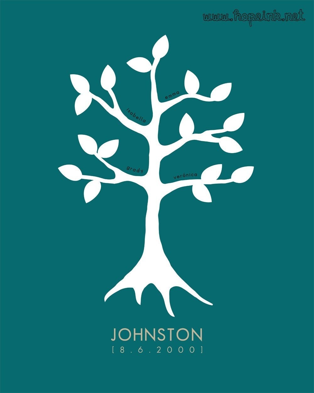 family tree . personalized art print . 16x20