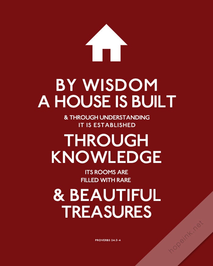Scripture Art Print, Wisdom House, Modern Design Bible Verse (16x20)