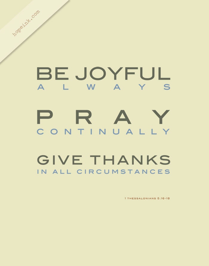 Modern Scripture Art Print, Joy Pray Thanks, Christian Wall Art (16x20)