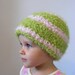 RESERVED 1T - 2T Crocheted Beanie - Super Fluffy Lime Green and Light Pink