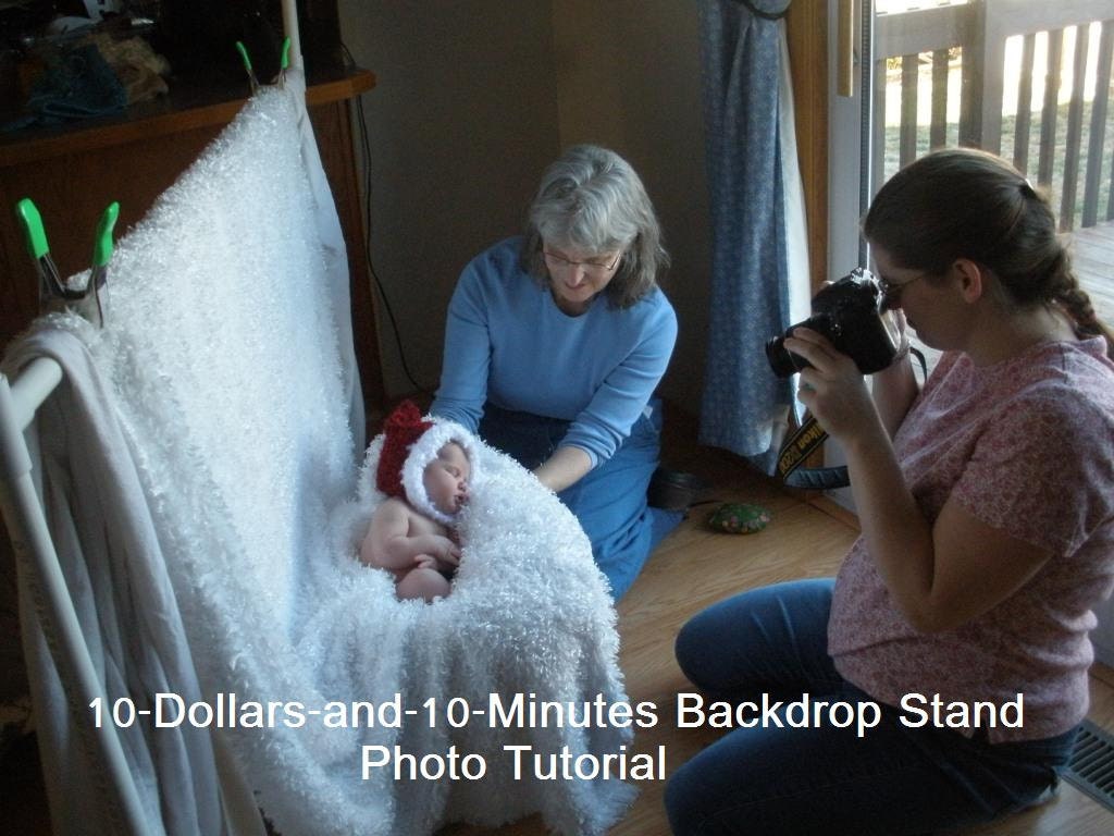 10-Dollars-and-10-Minutes Backdrop Stand Photo Tutorial -- Make a Sturdy PVC Rack for Newborn Photo Shoots -- INSTANT DOWNLOAD