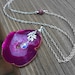 Fuschia Pink Geode Antiqued Silver Necklace