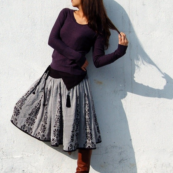 Vol de Nuit reversible Jacquard skirt (Q1101)