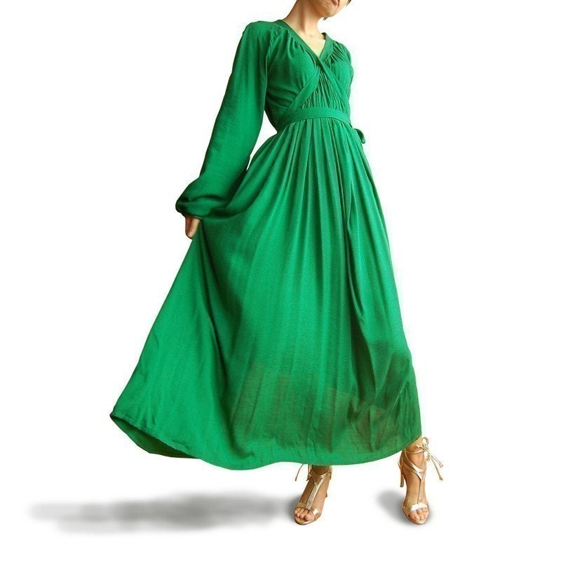 Green Sleeves 2 long dress (Q1005)for Ma...va