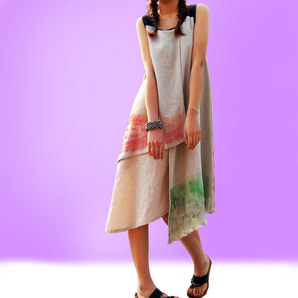 A spoiled child 2 - tiered sleeveless dress (beige) Q1006b
