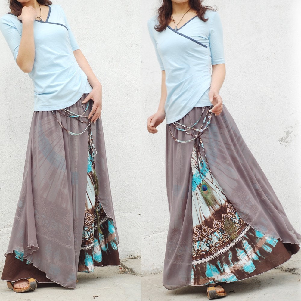 Nepalese sari maxi skirt (Q1106)