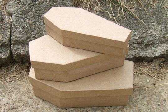 Set of 3 Nesting Papier Mache (Paper Mache) Coffin Boxes