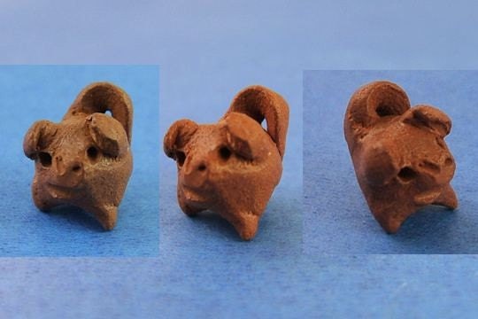 Tiny Hand-Made Chanchito Lucky 3-Leg Pig Bead or Charm - For Good Fortune, Good Will and Love