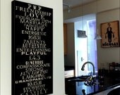 Housewarming Gift Family Words Bus Roll Style Street names, stops destination art wall decor 30x60  inch READY TO HANG canvas