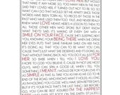 Your Words , Music on Canvas Custom, Poem, Love Letter, Bible Reading, Lyrics 10x20 inches