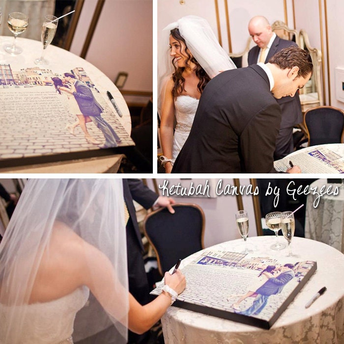 Modern Photo Ketubah Ketubot Canvas Jewish Art Wedding Photo and Wording 18X24