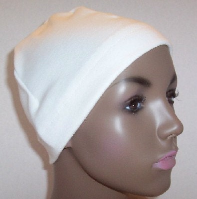 White Sleep Cap Cancer Chemo Scarf Liner Hat