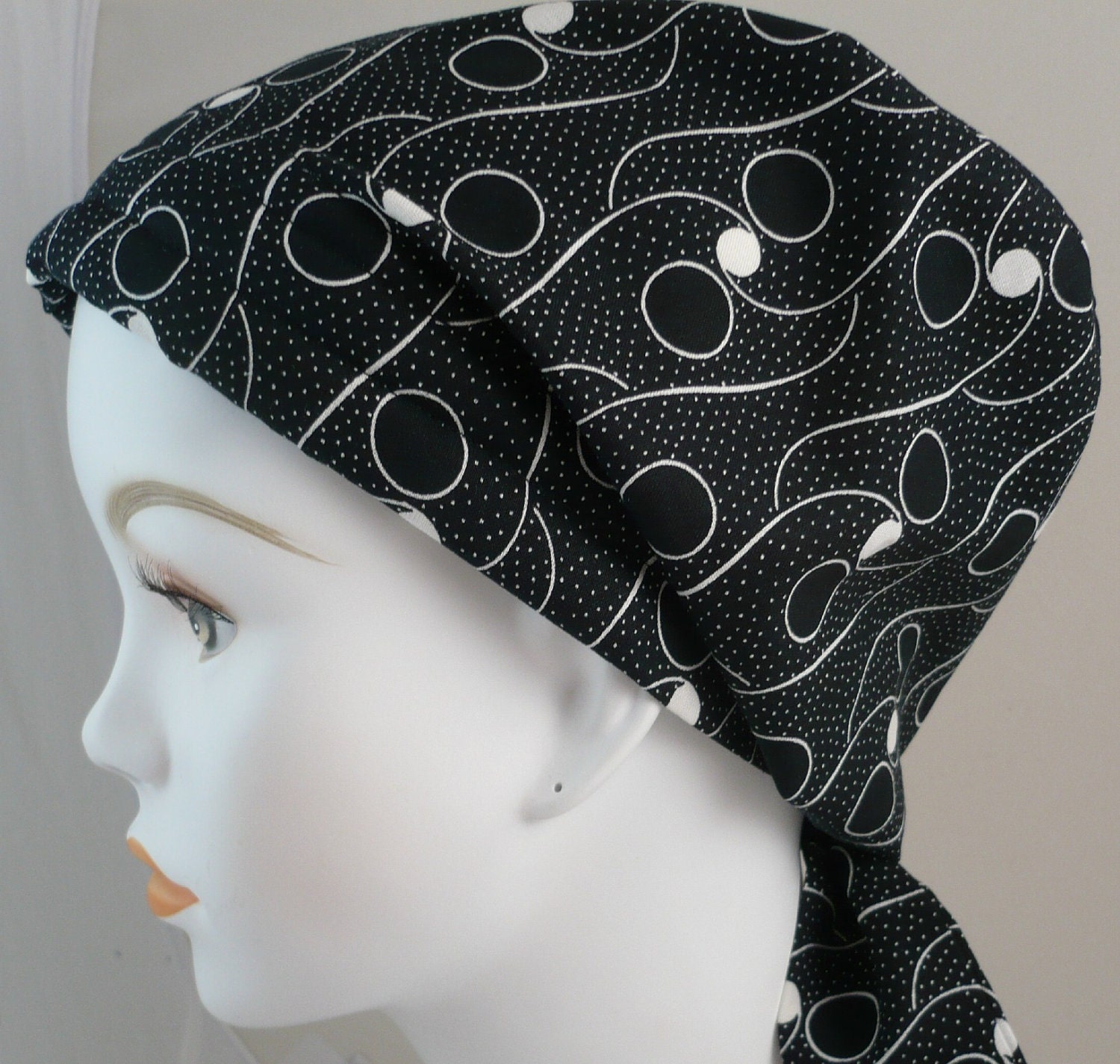 Black White Chemo Scarf Cancer Turban Hat Cotton Bad Hair Day Head Wrap