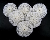 Vintage Inspired Lace Yoyo Appliques , 6 pieces