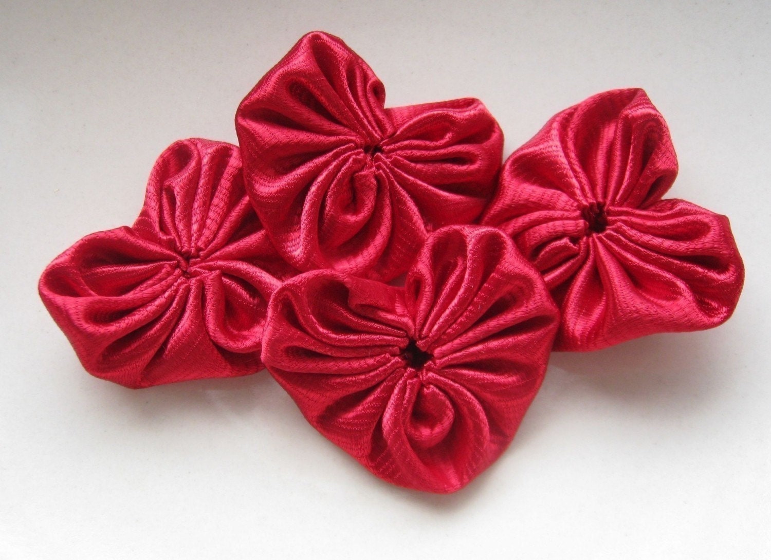 1 DOZEN VALENTINE SPECIAL -  Red Satin Heart Appliques