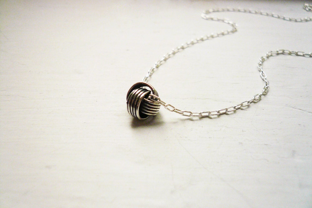 Silver Love Knot Necklace in Sterling Silver - Sweet and Simple Dainty Necklace