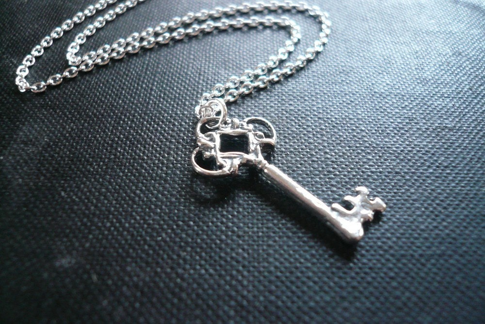 Tiny Skeleton Key Necklace in Sterling Silver