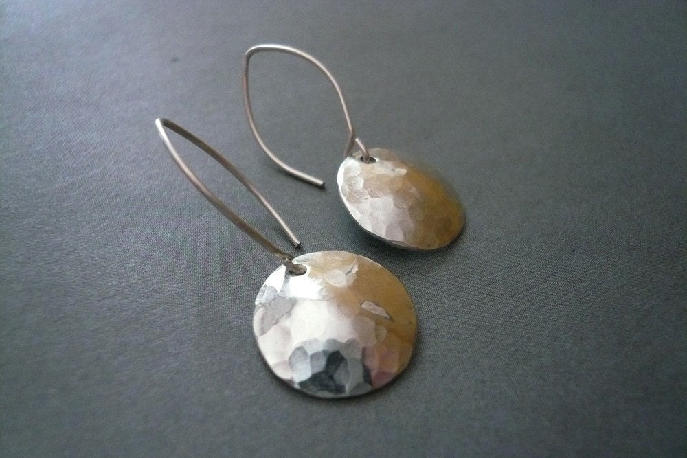 RESERVED - Hammered Silver Dome Earrings in Sterling Silver