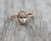 1ct Oval white sapphire diamond ring 14k rose gold