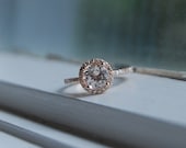 0.86ct round Peach Champagne sapphire diamond ring 14k rose gold