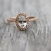 Oval white sapphire diamond ring 14k rose gold