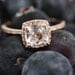 Cushion white sapphire in 14k rose gold diamond ring