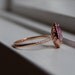 2.2ct Peach pink champagne tear drop sapphire and rose gold diamond engagement ring