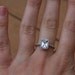 1ct Cushion emerald Champaghe peach sapphire in a 14k white gold diamond ring