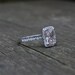 1ct Cushion emerald Champaghe peach sapphire in a 14k white gold diamond ring
