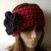 Ear Warmer Headband Neckwarmer Cowl Red Black