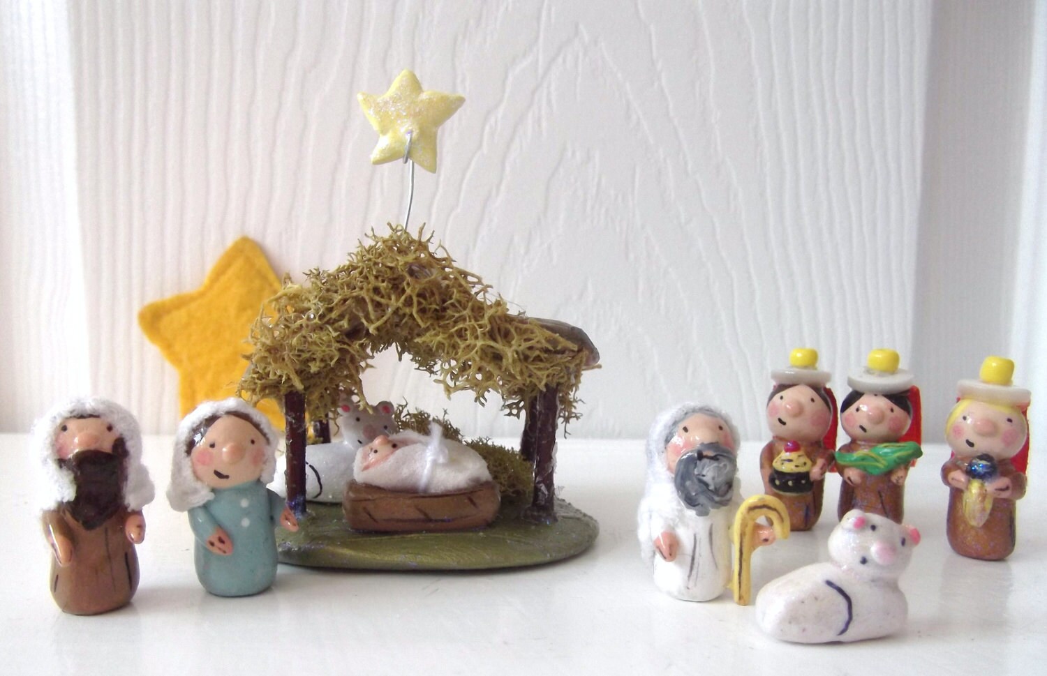 believe / clay miniature nativity set of 8 by paintcreekHILL