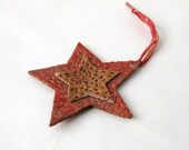 Ornament country star recycled felt rustic red Christmas (s)