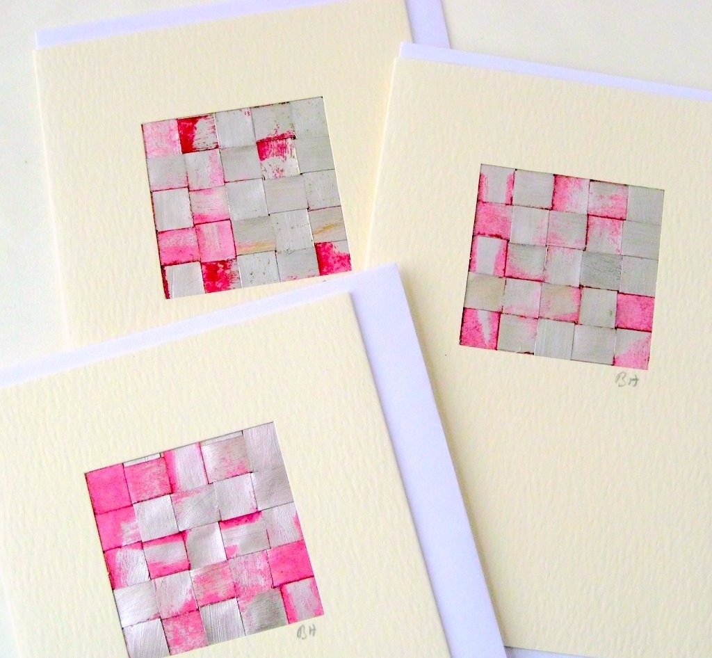 Card pink silver mini picture blank
