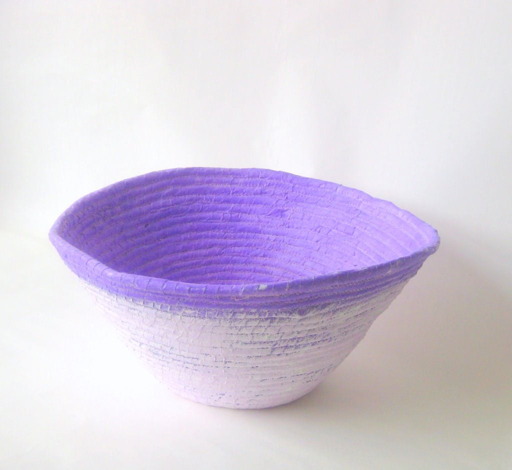 Coiled basket handmade lavender rustic large