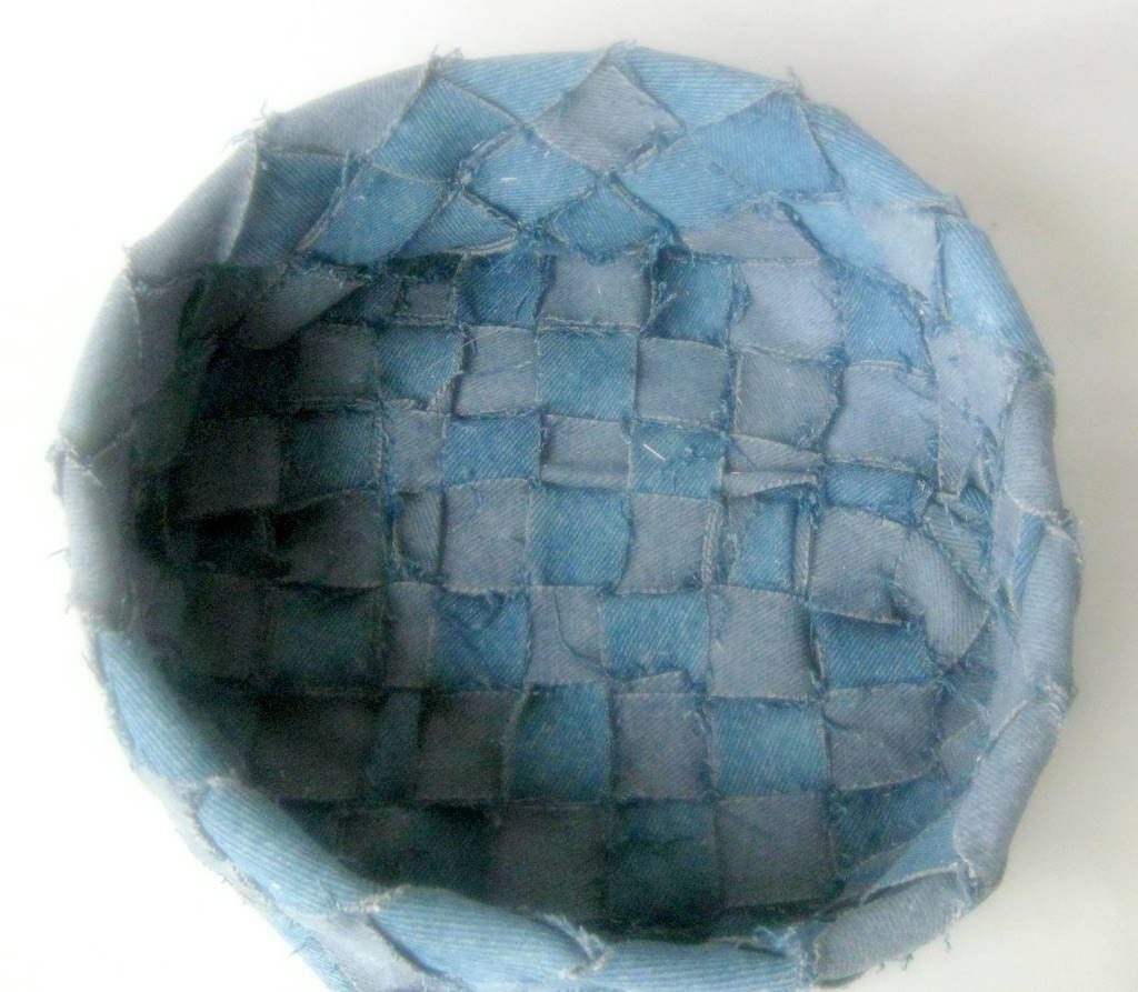 Denim basket recycled blue jeans fabric rustic